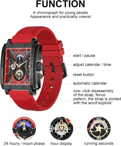 Vista 5 de LIGE Relojes para hombre automáticos de cuero cronógrafo impermeable de acero inoxidable analógico cuarzo reloj de pulsera casual de negocios