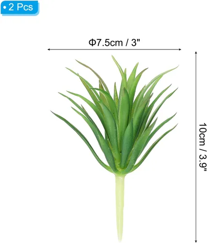 Vista 2 de PATIKIL Plantas suculentas artificiales, paquete de 2 plantas falsas pequeñas, plantas suculentas falsas sin maceta para decoración del jardín