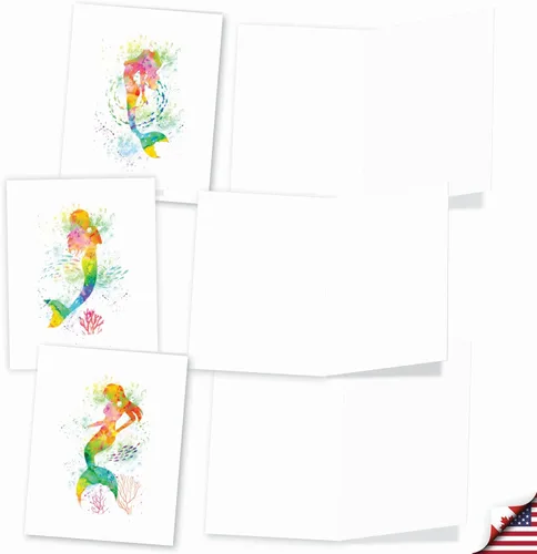 Vista 3 de The Best Card Company Juego de caja de tarjetas de felicitación en blanco de acuarela surtidas - Incluye 10 tarjetas + sobres, 10 diseños únicos