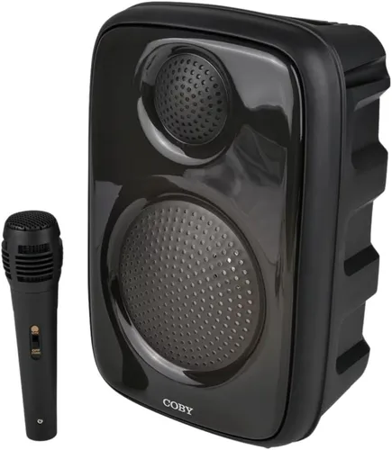 Vista 4 de Coby Spectra True - Altavoz Bluetooth inalámbrico, altavoz portátil con 5 modos de luz y micrófono, radio FM, batería recargable, USB, micro USB