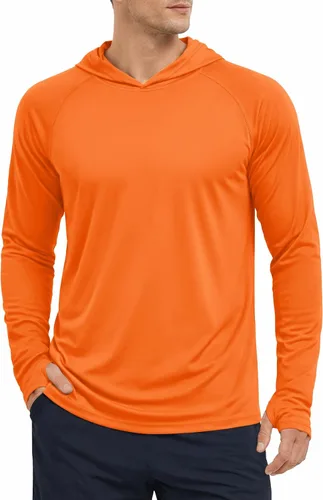 Vista 11 de KEFITEVD Sudadera con capucha de manga larga para hombre con protección solar UPF 50+ SPF de secado rápido Azur
