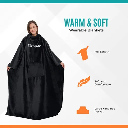 Vista 3 de Personalized Passion - Manta con nombre personalizado para hombres y mujeres adultos Manta de forro polar suave y cómoda con bolsillos
