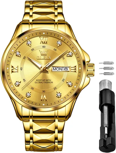 Vista 10 de OLEVS Relojes impermeables para hombre, de acero inoxidable, con cronógrafo, de lujo, color blanco, luminoso, de gran cara, analógico, de cuarzo