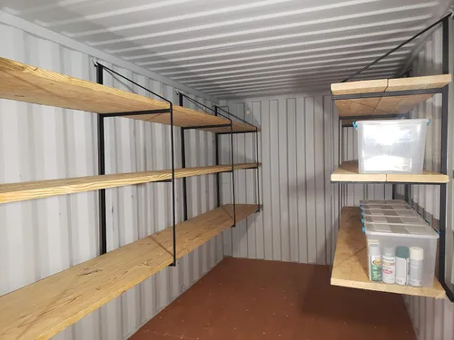 Vista 2 de Generic Soportes de estantería de acero negro resistente de 2 niveles, se venden en pares