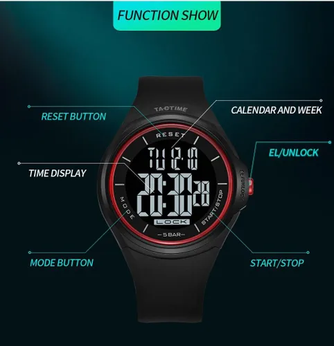 Vista 3 de TACTIME Reloj digital - Pantalla táctil, pantalla de números grandes, reloj deportivo al aire libre