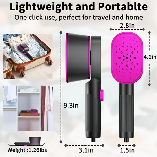 Vista 2 de Vaporizador portátil de mano para ropa, vapor de 1000 W para viajes y hogar, removedor de arrugas de tela 2 en 1, calentamiento rápido 20S, plancha