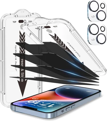 Vista 22 de EZ-GLAZ - Paquete de 4 + 2 protectores de pantalla de privacidad para iPhone 13 [6.1 pulgadas] con protector de lente de cámara