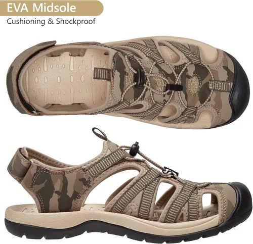 Vista 5 de CAMELSPORTS Sandalias de senderismo para hombre, puntera cerrada, sandalias de playa al aire libre, impermeables, deportivas para pescador, zapatos
