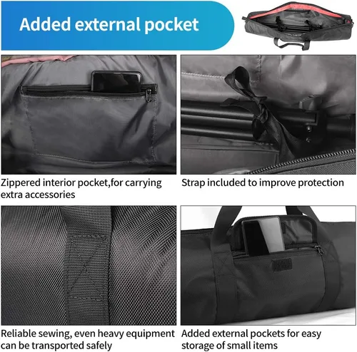 Vista 3 de HEMMOTOP Funda para trípode, 31.5 x 7 pulgadas, bolsa de trípode resistente con correa para el hombro y asa, funda de transporte acolchada gruesa