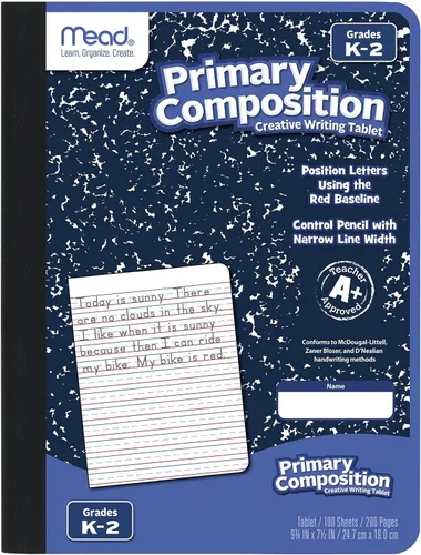 Vista 10 de Mead Tableta de escritura para aprender letras, bloc de práctica de escritura a mano PK-1, 10 x 8 pulgadas, regla elevada sólida y punteada, 40