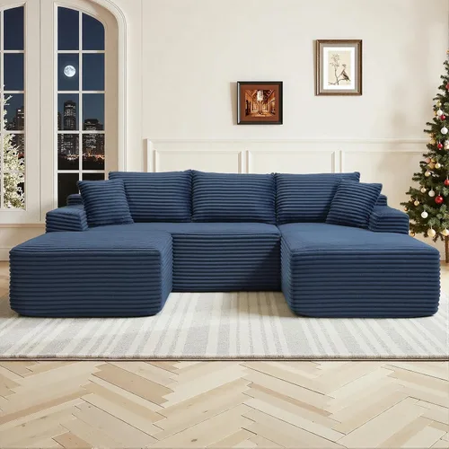 Vista 20 de Sofá seccional Cloud de 108 pulgadas, sofá seccional modular moderno con asiento profundo, sofás de pana sin estructura con chaise en forma de L