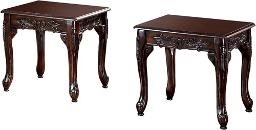 Vista 4 de Furniture of America Alice - Juego de mesa auxiliar de madera maciza de 3 piezas, color cereza oscuro