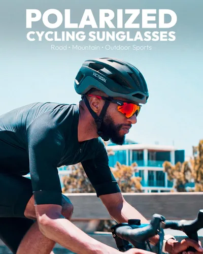 Vista 2 de VICTGOAL Gafas de ciclismo para hombres y mujeres con lentes polarizadas, protección UV, gafas de sol de ciclismo TR90 marco para gafas de bicicleta