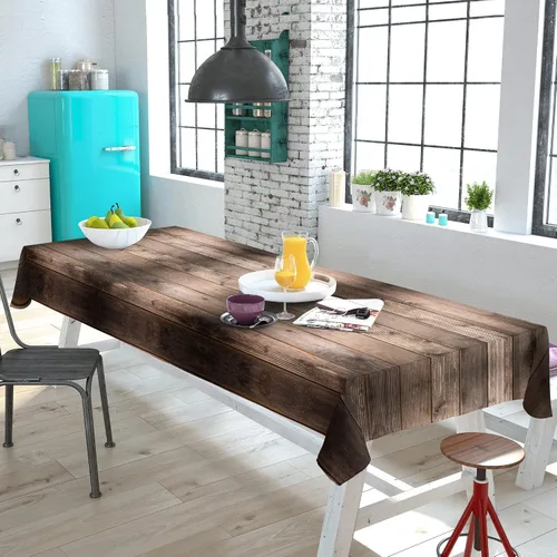 Vista 7 de Mantel rectangular de tela de poliéster de 60 x 120 pulgadas, de grano de madera marrón, lavable, resistente a las arrugas, para comedor al aire