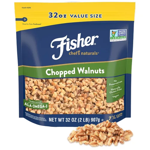 Vista 12 de Fisher Chef's Naturals - Nueces picadas, 6 onzas, 100% nueces sin sal de California para hornear y cocinar, bocadillos saludables para adultos