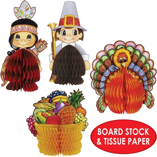 Vista 3 de Beistle 8 piezas de mini decoraciones de Acción de Gracias, centros de mesa para decoración del hogar de cosecha de otoño