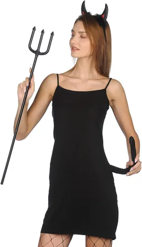 Vista 3 de Funcredible Devil Costume Accessories Set - Devil Horns and Tail with Pitchfork