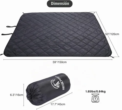 Vista 2 de REDCAMP Manta grande para acampar con forro sherpa, color negro, 59 x 50