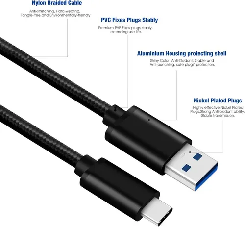 Vista 3 de CBUS - Cable de carga rápida USB-C resistente de 6 pies para Samsung Galaxy A03s, A12, A13, A14 5G, A23 5G, A51/A52/A53 5G, S23/Plus/Ultra, S20 FE