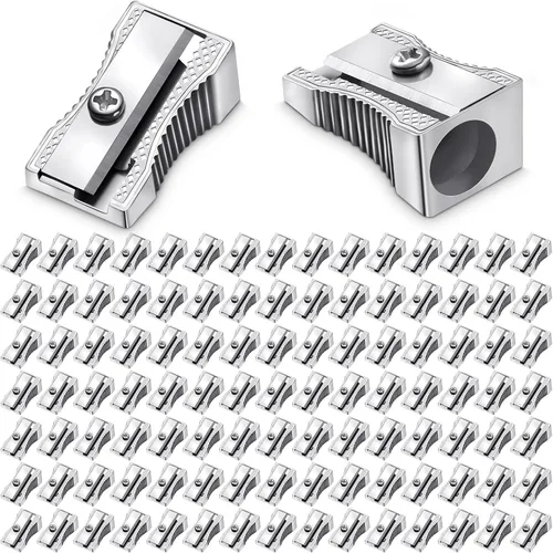 Vista 8 de Fumete 96 sacapuntas de metal mini sacapuntas de metal a granel, sacapuntas de metal de mano de un solo agujero, sacapuntas manuales de aleación
