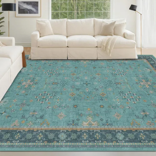 Vista 228 de Hazo Haus – Alfombra pequeña para entrada, cocina o baño, antideslizante con base de goma, resistente a las manchas y a la decoloración, diseño