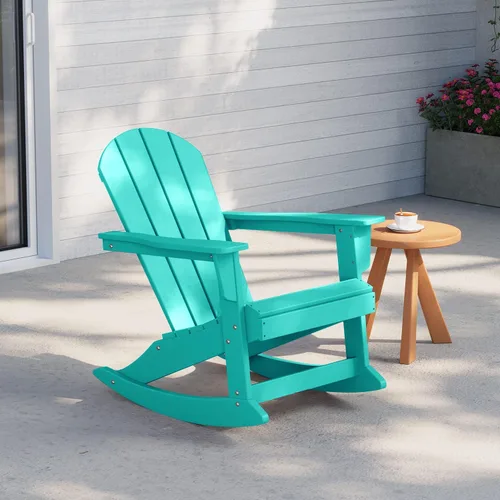 Vista 118 de WestinTrends Silla mecedora Malibu de poliéster para exterior/patio Adirondack, Negra