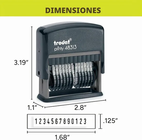 Vista 8 de Trodat Sello de número autoentintado de 13 dígitos, numerador giratorio de 0 a 9 para oficina, inventario, facturas, embalaje, impresiones limpias