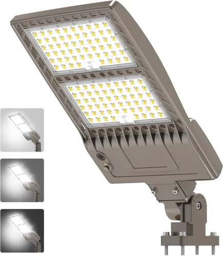 Vista 24 de BBESTLED 400W/320W/240W luces LED para estacionamiento con brazo y montaje deslizante, iluminación exterior del atardecer al amanecer, luz
