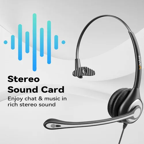 Vista 4 de Auriculares con micrófono, auriculares USB con micrófono para PC, auriculares de computadora con micrófono de cancelación de ruido con función