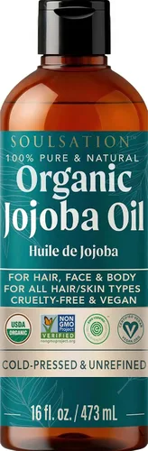 Vista 6 de SOULSATION Aceite de jojoba orgánico para piel, cabello y cara (8 onzas) 100% puro, natural prensado en frío, aceite portador hidratante sin hexano