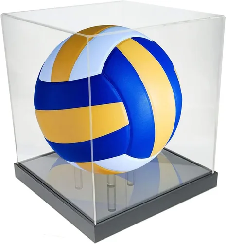 Vista 5 de OnDisplay Expositor de pelota de fútbol/voleibol con protección UV de lujo, base negra, diseño acrílico hecho a mano de lujo