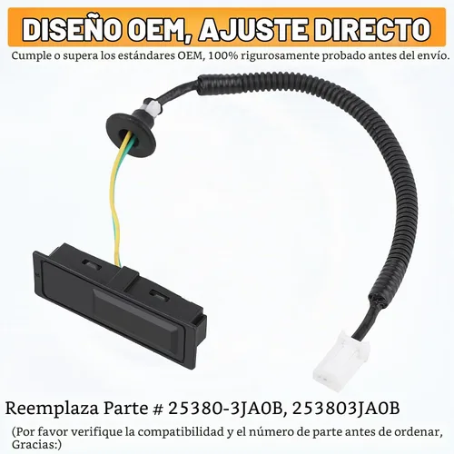 Vista 7 de Yinlowa 25380-3JA0B - Botón de maletero para Nissan Pathfinder 2013-2020 Interruptor de liberación de puerta trasera exterior para modelos