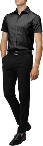 Vista 5 de H2H Men's Slim Fit Short Sleeve Dress Shirts for Formal and Casual Business Fashion