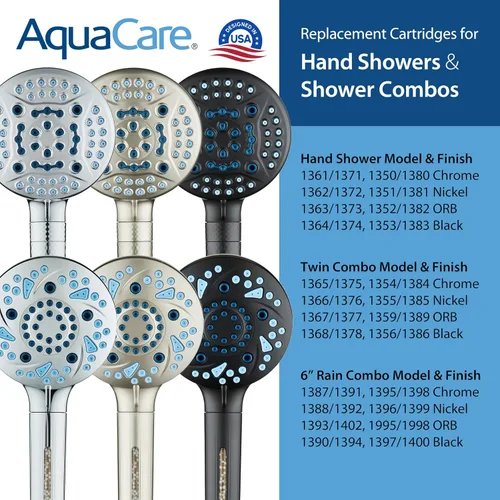 Vista 5 de AquaCare 2-pack, cartucho de repuesto para filtro de ducha American KDF Pure Stay-Clean para las cabezas de ducha de mano más avanzadas del mundo