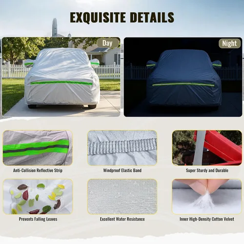 Vista 6 de TUCAREST - Funda de auto completa de 6 capas de alta calidad, diseño de cremallera de carcasa dura, impermeable, resistente a la intemperie