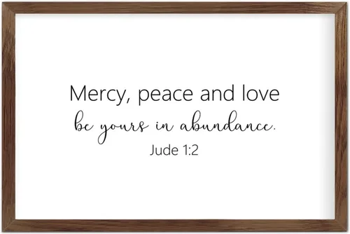 Vista 19 de Farmhouse Rustic Wood Framed Signs 16x20 Inch,Mercy,Peace and Love Be Yours in Abundance Wooden Sign with Frame Wood Sign Wall Plaque Art for
