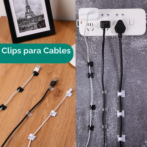 Vista 6 de Namalu 60 mini clips para cables, clips de luz de Navidad, ganchos de luz autoadhesivos, clips de cable para escritorio, luces de cadena al aire