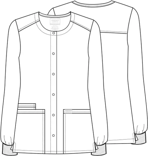 Vista 6 de Cherokee WW340 - Chaqueta de uniforme médico para mujer, con cierre frontal, 3 bolsillos, resistente a la decoloración, elástica en 2 direcciones