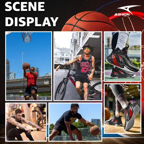 Vista 7 de ASHION Mens Basketball Shoes Breathable Walking Sneakers Professional Basketball Sports Tennis Running Shoes