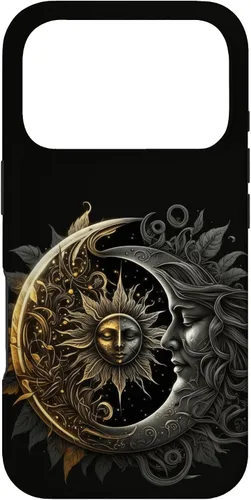 Vista 30 de Moon And Sun Celestial Yin And Yang Leaves Case for iPhone 16