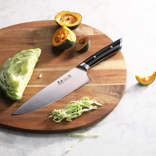 Vista 5 de Cangshan HELENA Series Cuchillo de chef forjado de acero alemán (negro, 8 pulgadas)