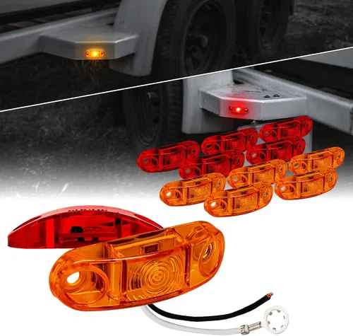 Vista 34 de TRUE MODS Luz de marcador LED de 2.5" ámbar para remolque con bisel cromado [DOT FMVSS 108] [SAE P2] [montaje superficial] [impermeable IP67] Luces