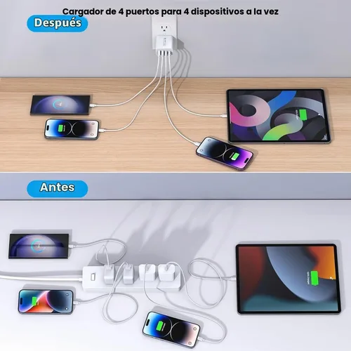 Vista 7 de Bloque de cargador de 40 W para iPhone 16 y 15, paquete de 2 cubos de carga rápida, 4 puertos USB tipo C de carga de pared PD&QC, adaptador de Apple