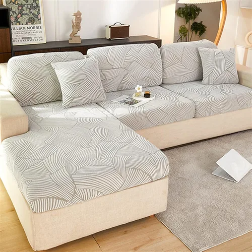 Vista 11 de MIPOPS Funda de cojín gruesa de jacquard para asiento de sofá, funda elástica y extraíble para sofá seccional, protector antipolvo, apto