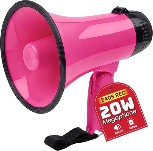 Vista 25 de MyMealivos 20W Megaphone Bullhorn, Built in Siren & 240s Recording, 5.4"×8.6" Portable Megaphone with Volume Control Cover Up to 300 feet+ for