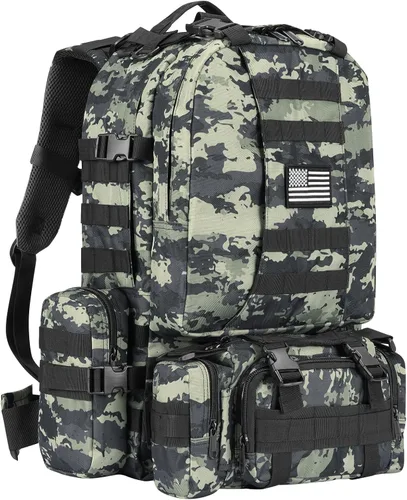 Vista 13 de CVLIFE Mochila táctica militar de asalto mochila Molle desmontable 01-negro con parche
