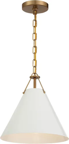 Vista 2 de Crystorama Xavier - Colgante de oro vibrante de 12 pulgadas Blanco