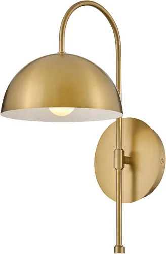 Vista 6 de Lark Lou - Aplique de pared individual, cuello de cisne delgado, pantalla de cúpula, interruptor de encendido/apagado, latón lacado