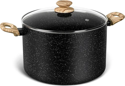 Vista 12 de MICHELANGELO Olla de sopa antiadherente de 4.3 cuartos de galón con tapa, revestimiento de granito no tóxico, compatible con inducción, olla Negro