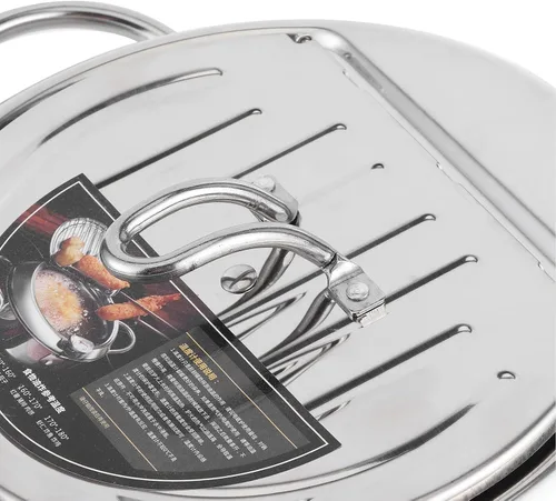 Vista 7 de Olla para freidora, olla japonesa con control de temperatura y tapa, olla de acero inoxidable para cocina, papas fritas, pollo, etc. (7.9 in)